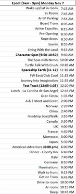 Epcot Schedule